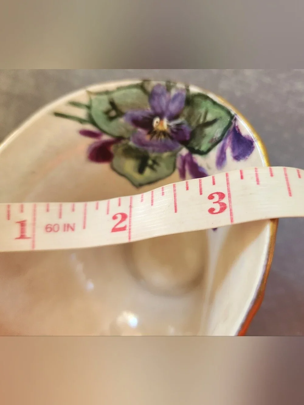 Vtg LIMOGES Purple Hand-Painted Violets Floral Porcelain Basket Gold Accents B&C